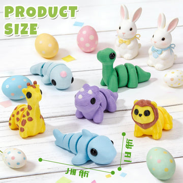 Cessfle Mini 3D Printed Animals Easter for Easter Basket Stuffers, 3D Printed Party Favors Classroom School Prize Rewards Gifts Exchange for Kids Boys