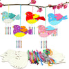TREACLUB 10Pack 3D Bird Wind Chime Kit for Kids Spring Make Your Own Bird Wind Chime Make a Wind Chime Kit DIY Coloring Wooden Arts and Crafts