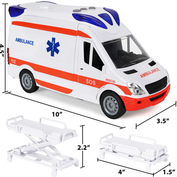 Kiddie Play Ambulance Toy Car with Lights, Sound & Stretcher
