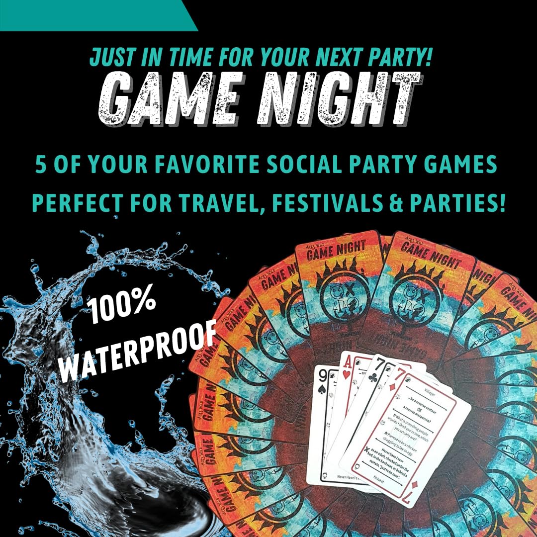 Game Night: The Best 5 Party Games in 1 Deck of Waterproof Playing Cards