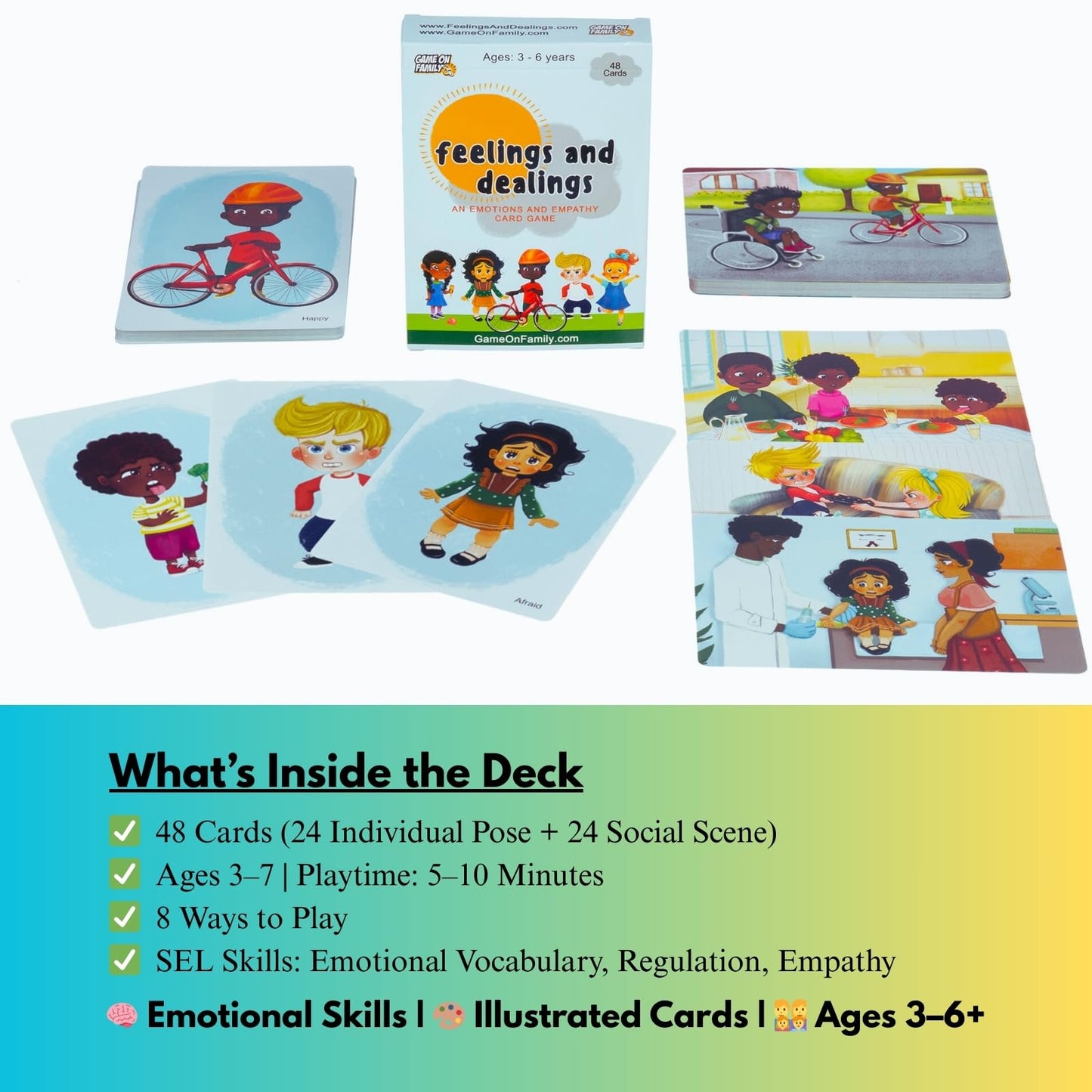 Feelings and Dealings: an Emotions and Empathy Card Game | Emotional Intelligence for Kids Ages 3-7 | SEL Activities | Educational Counseling Tool