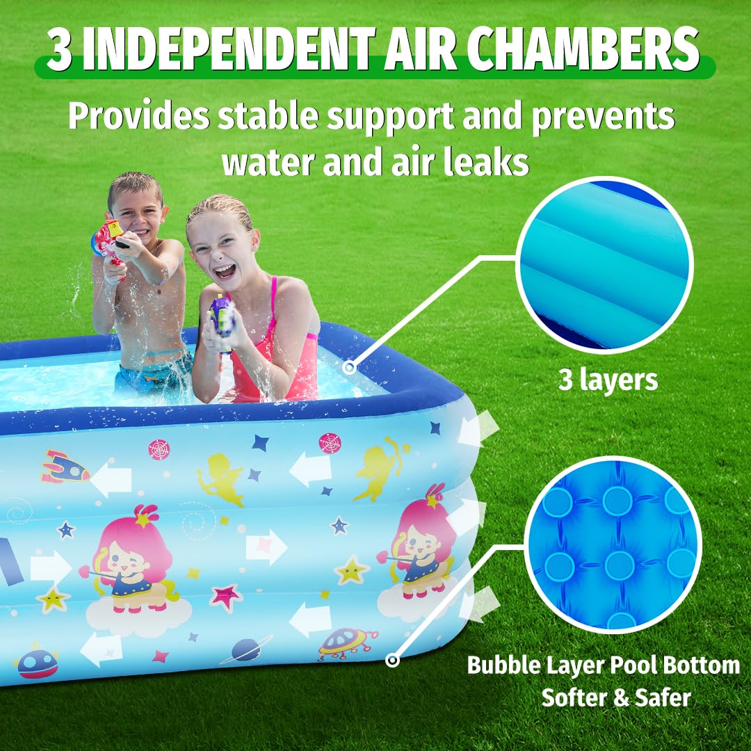 Seasons Inflatable Pool for Kids 58"x40"x20" PVC Thickened Swimming Pool