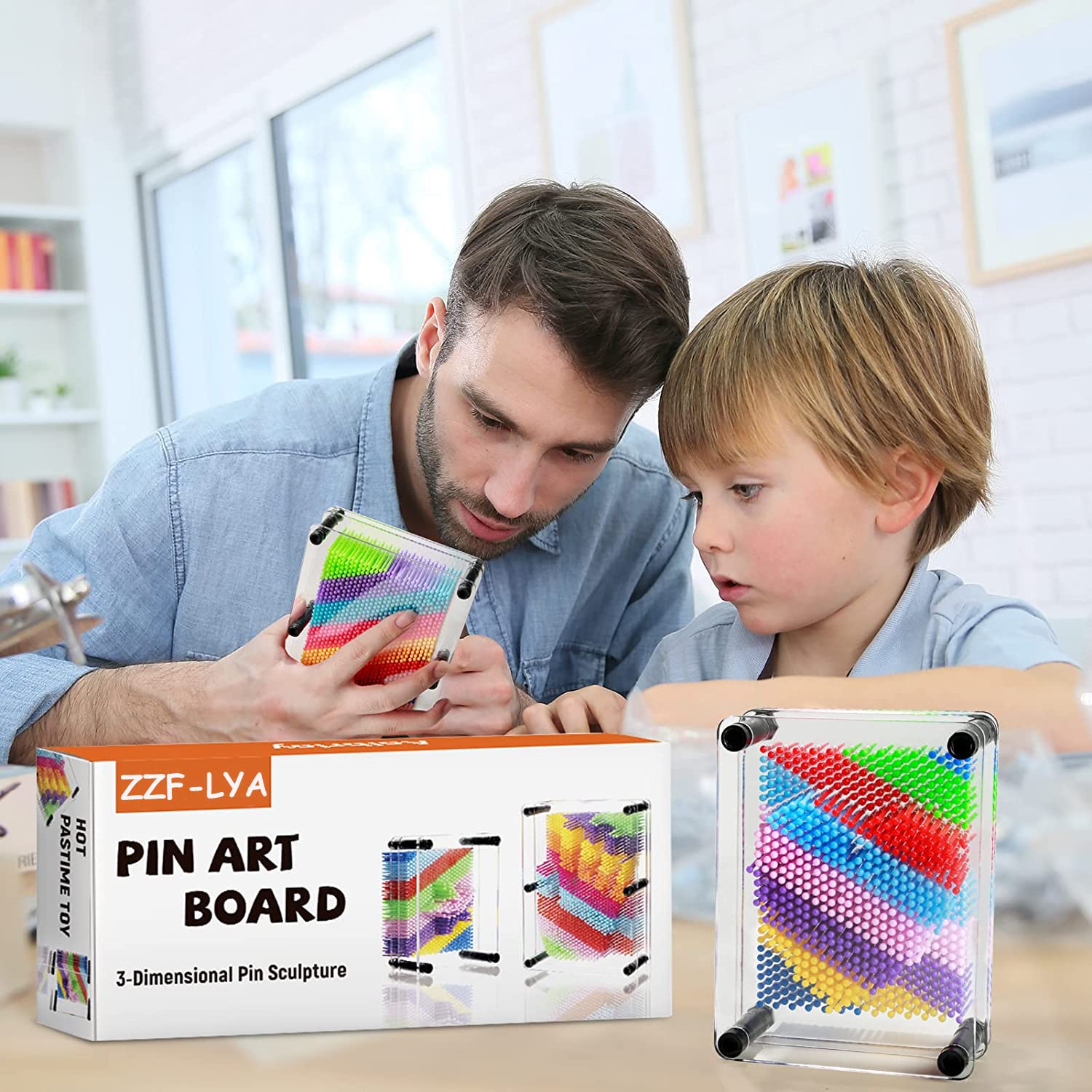 ZZF-LYA 3D Pin Art Toy - Unique Plastic Colorful Pin Art Board for Kids, 3.7 * 5''Desk Board Game Inspire Imagination 3D Pin Impression Sculpture