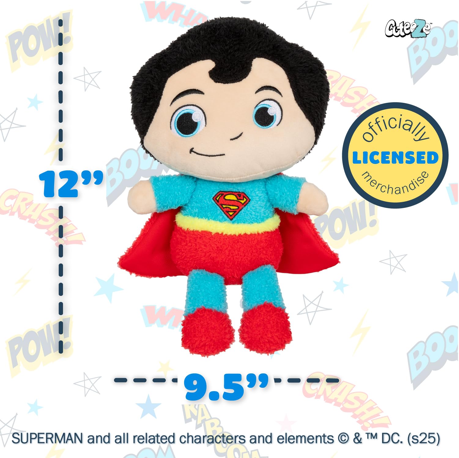 Kids Preferred WB DC Superman Extra Soft Plush Stuffed Superhero Toy for Baby and Toddler Boys and Girls - 12 Inch Plush
