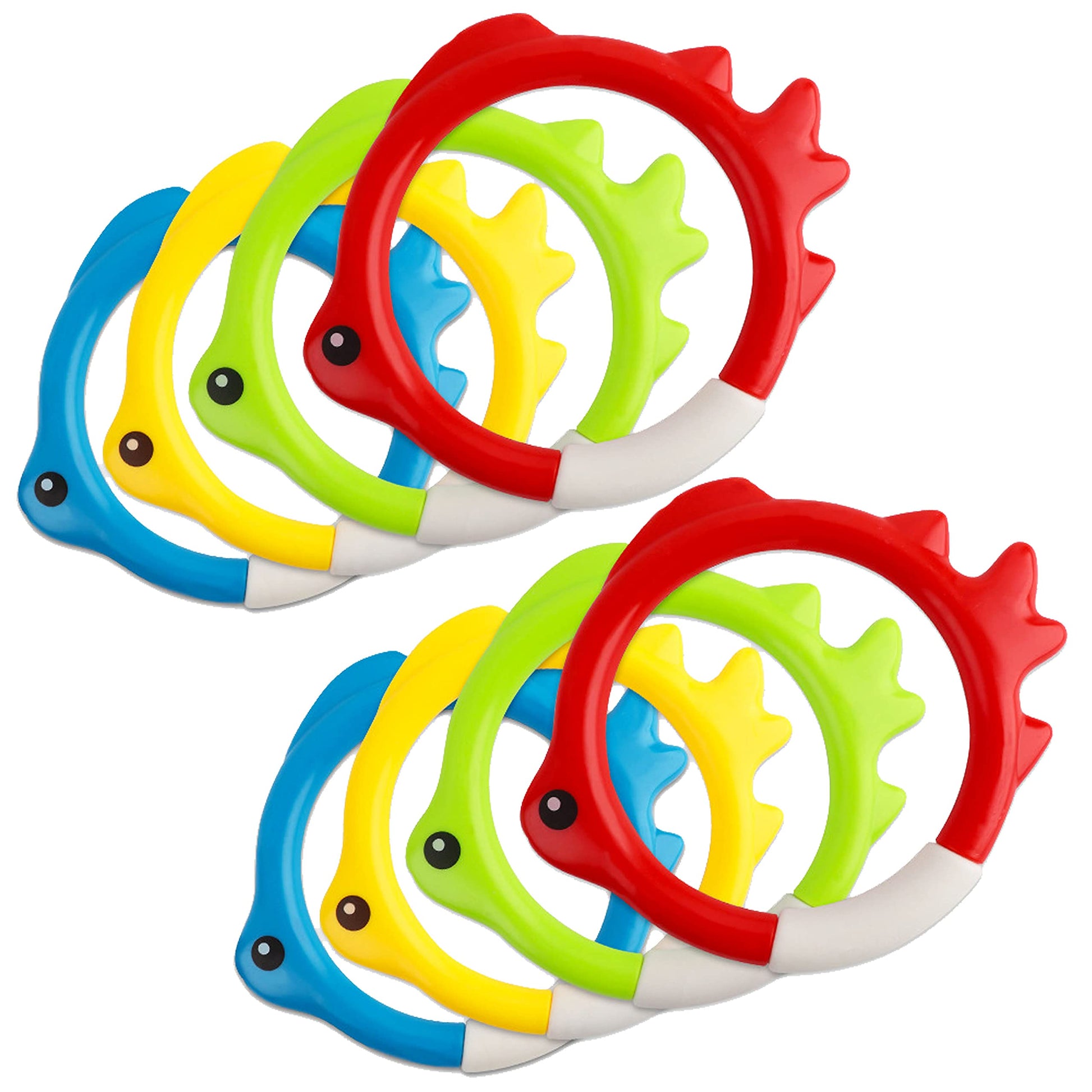 Carykon 8 Pieces of 4 Colors Diving Fish Ring Swimming Pool Toy Diving Retrieve Diving Training Practice Sea Fish Ring Throwing Game