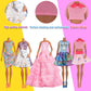 ZTWEDEN 90Pcs Doll Clothes and Accessories for 11.5 Inch Girl Dolls Set Contain 10 Different Handmade Party Grown Outfits, 1 Handmade Wedding Dress, 1