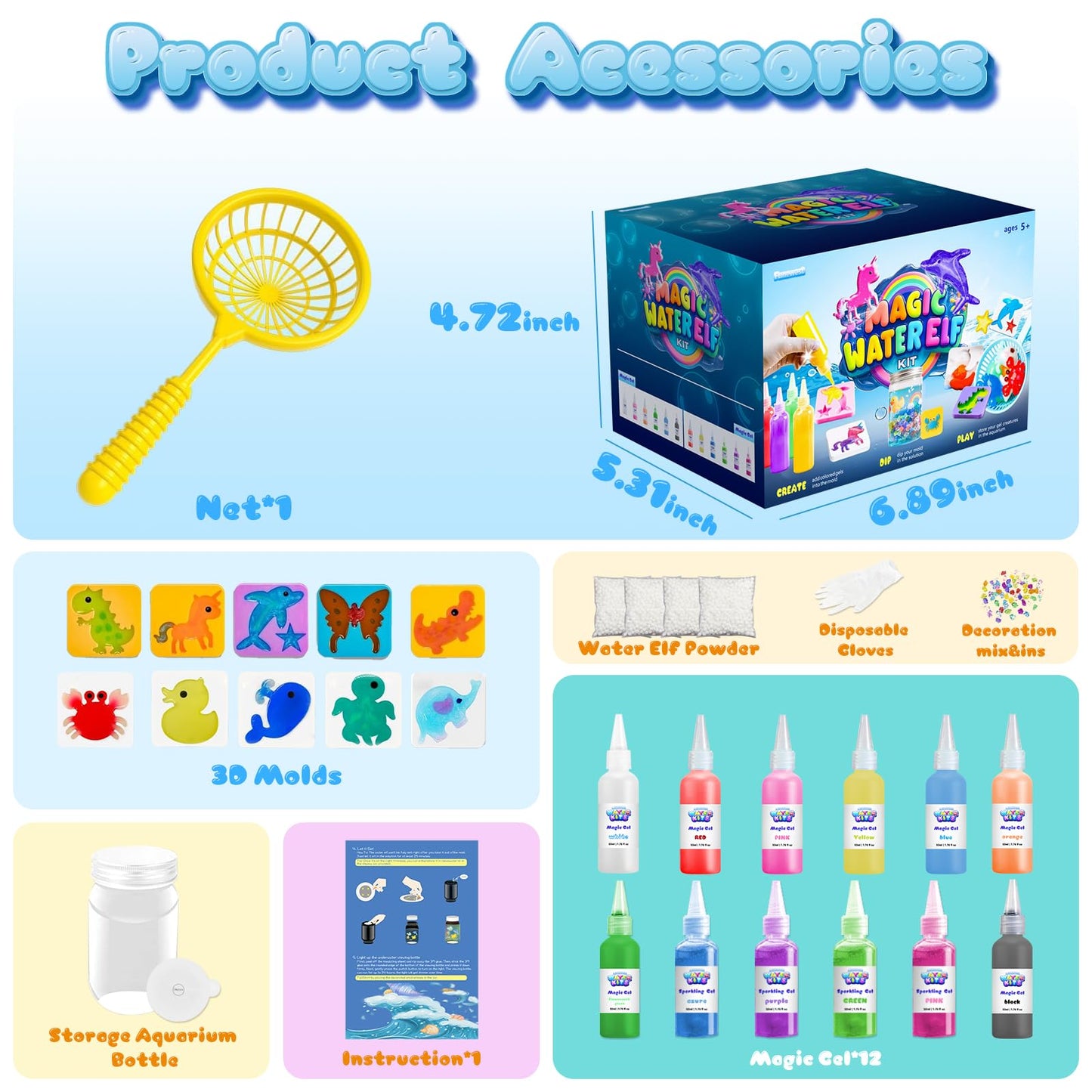 Funewest Magic Water Elf Toy Kit, Aqua Fairy Water Gel Kit for Kids