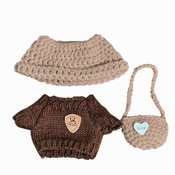 17cm Doll Clothes Set (No Doll) - Adjustable Kawaii Fashion Outfit | Premium Cotton Hat & Overalls for 17cm Accessories | Play, Display & Holiday