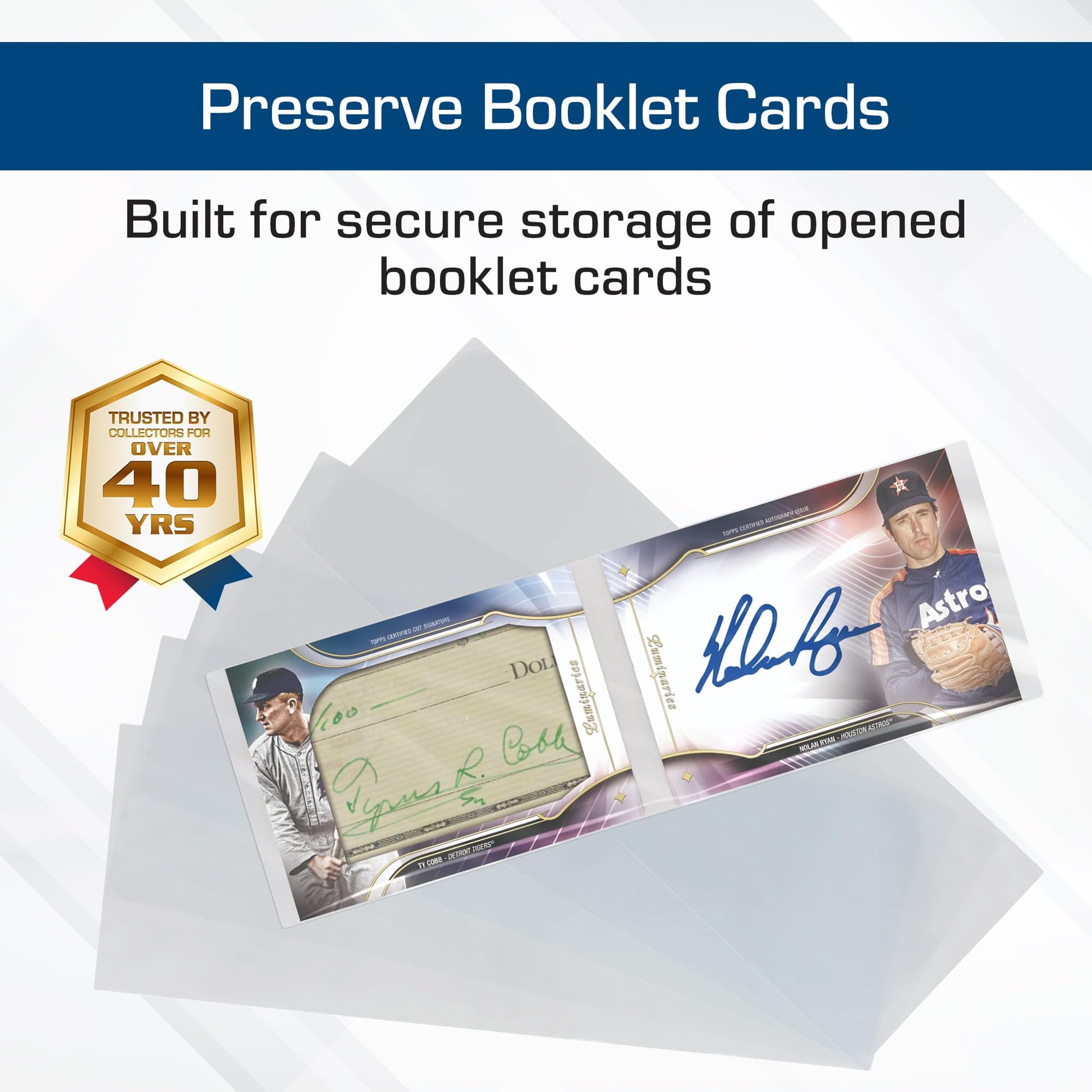 BCW Booklet Card Sleeves - 50 Pack | Crystal Clear Polypropylene Sleeves for Ultimate Preservation and Display | 7 3/8 x 2 5/8 Inches | Acid-Free