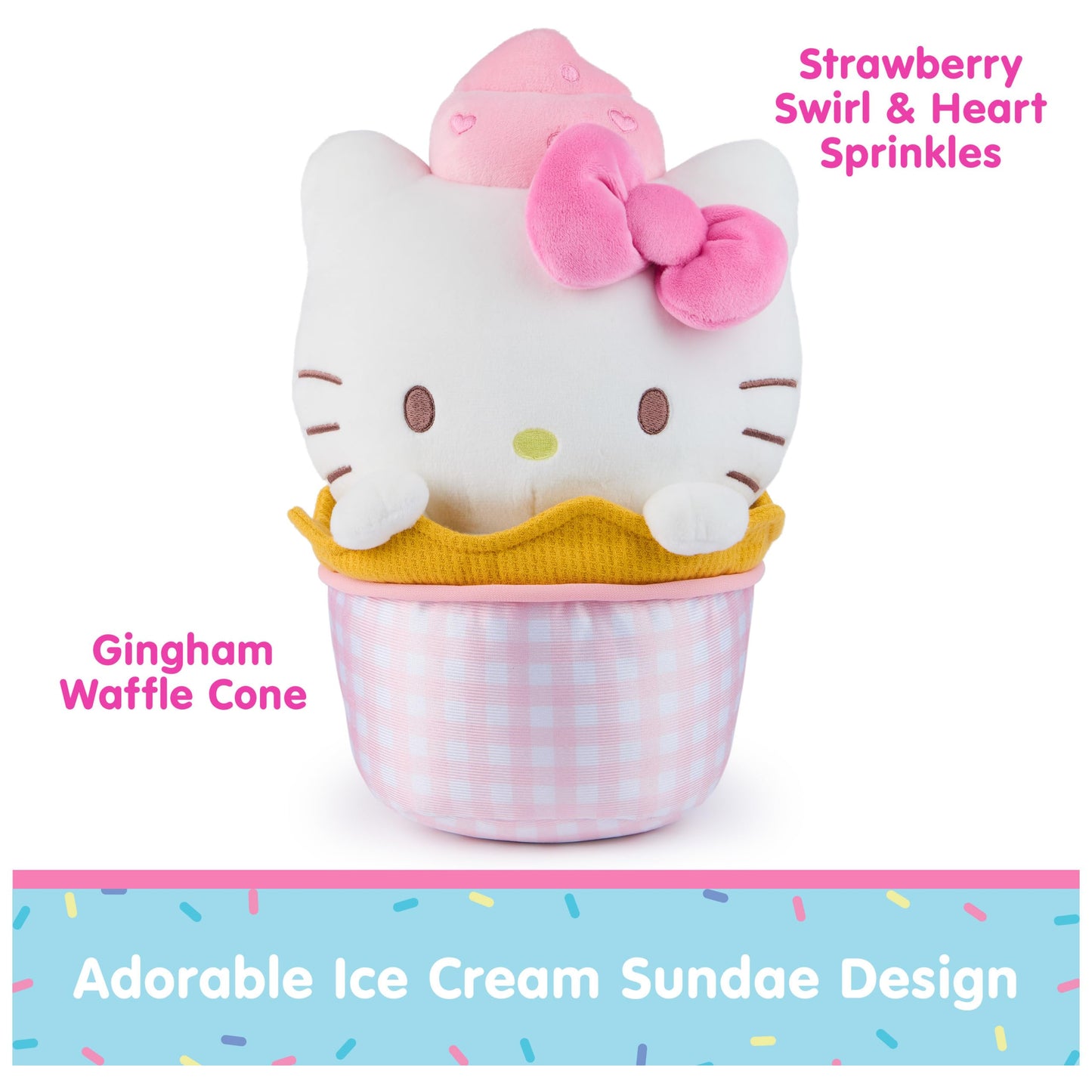 GUND Sanrio Hello Kitty Ice Cream 10-Inch Dessert Plush Toy for Ages 1+