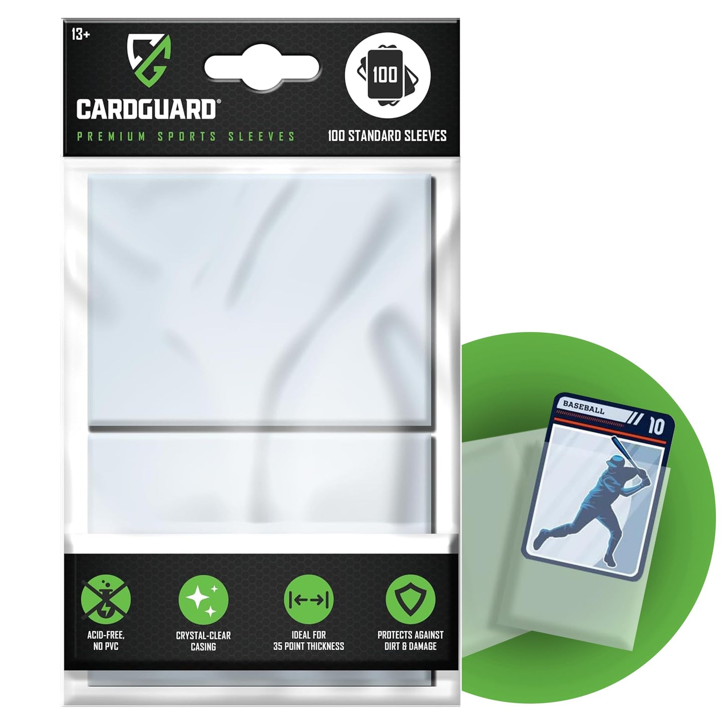 CardGuard Premium Clear Card Sleeves, 100ct - Standard Size Penny Sleeves for Pokémon, Sports Cards, Baseball, Football, and Collectible Trading Cards