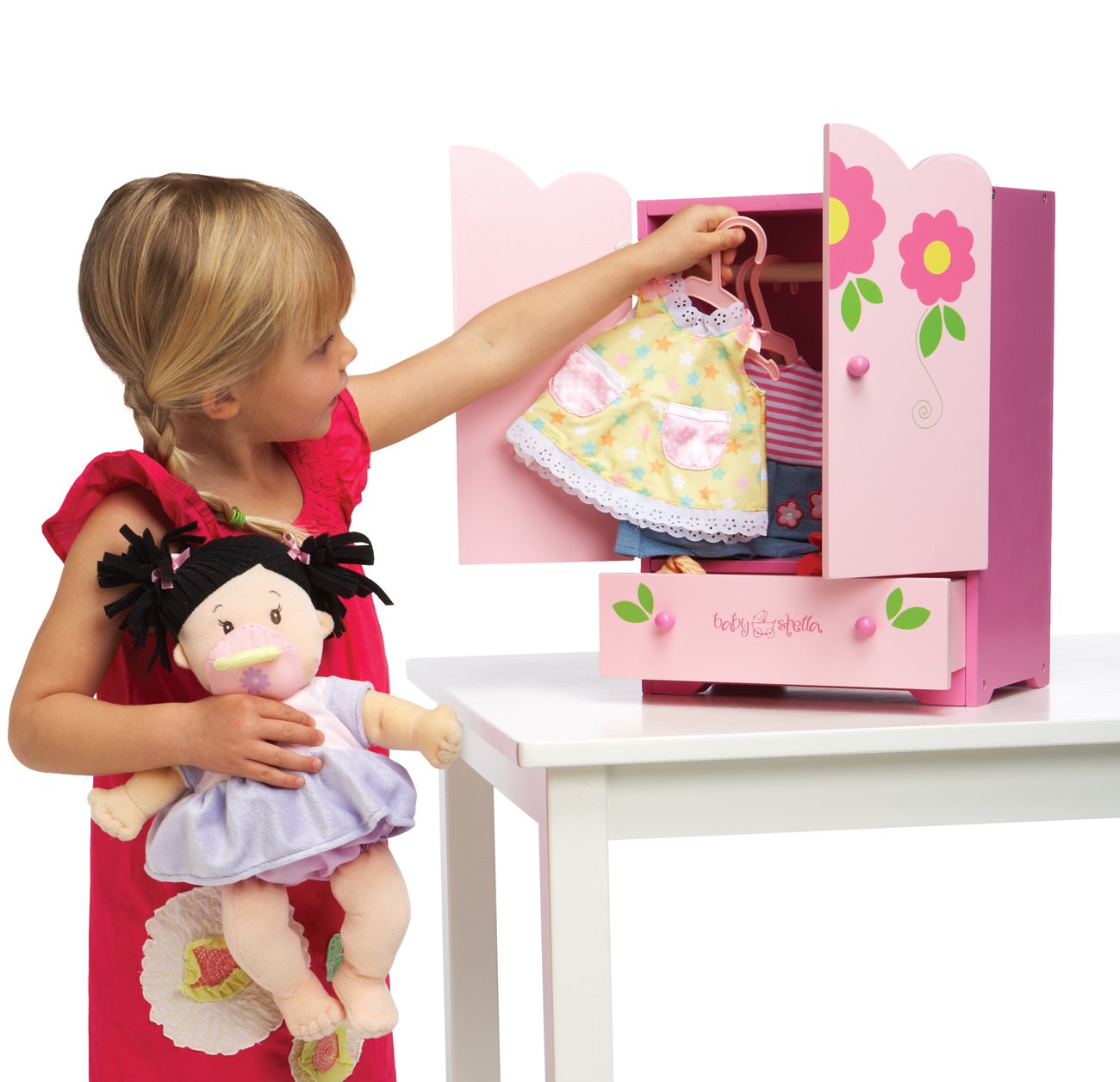 Manhattan Toy Baby Stella Tickled Pink Armoire for Nurturing Dolls