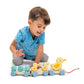Tender Leaf Toys - Pull Along Ducks - Classic Wooden Pull Along Toy - 9pc Duck Family Set with 1 Mother Duck, 2 Baby Ducks, 3 Eggs and 3 Cars