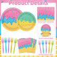 100 Pcs Ice Cream Cone Party Supplies Set, Serves 25 - Disposable Paper Plates, Napkins, and Colorful Forks, Ice Cream Themed Tableware for Kids
