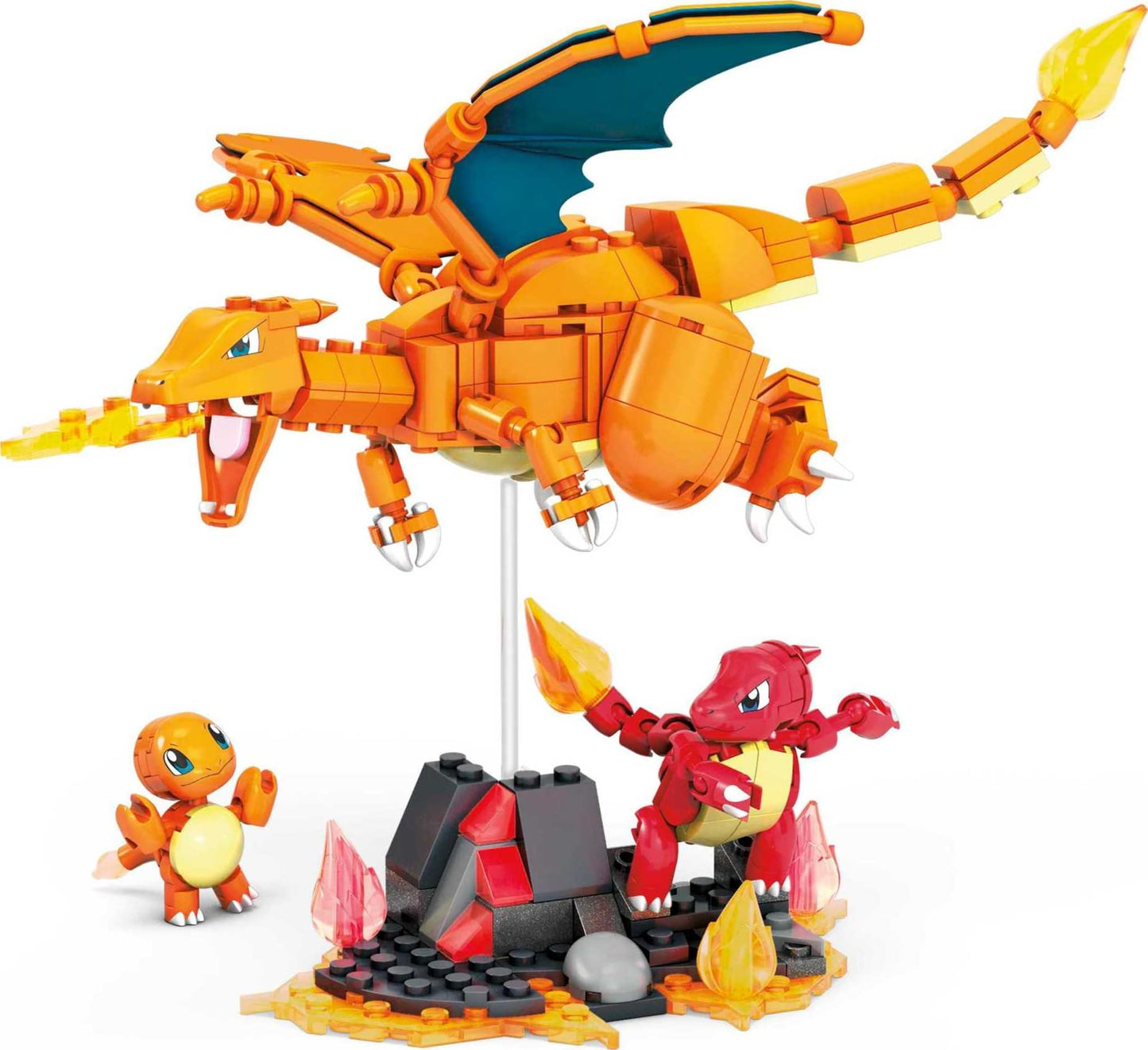 MEGA Pokémon Action Figure Building Toys for Kids, Charmander Evolution Set with 313 Pieces, 3 Poseable Characters, Charmeleon and Charizard