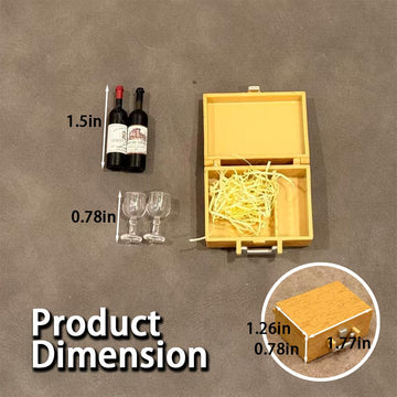 1/12 Dollhouse Miniature Wine Bottle Kit, Wood Case with Wine Glasses