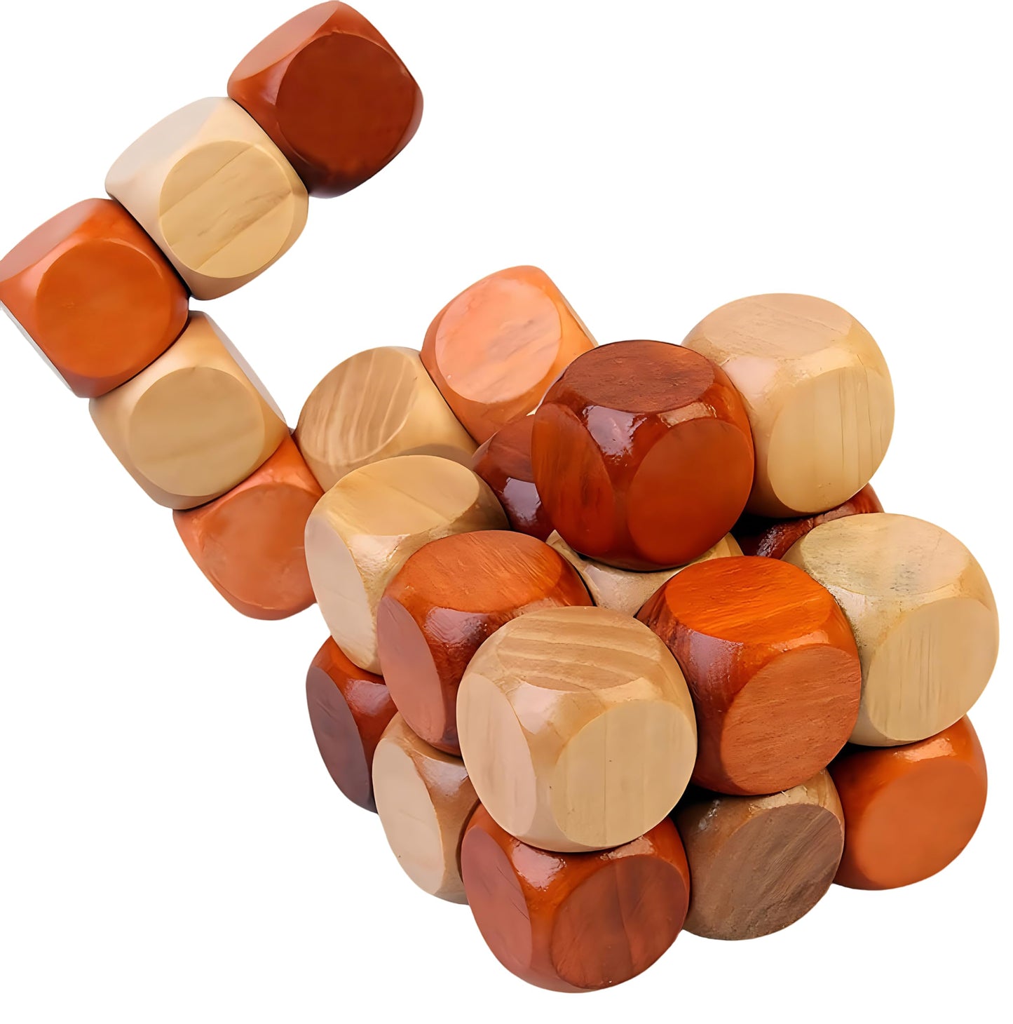 MAGIKON Brain Teaser Cube Puzzle Toy, Snake Cube Wooden 3D Puzzle