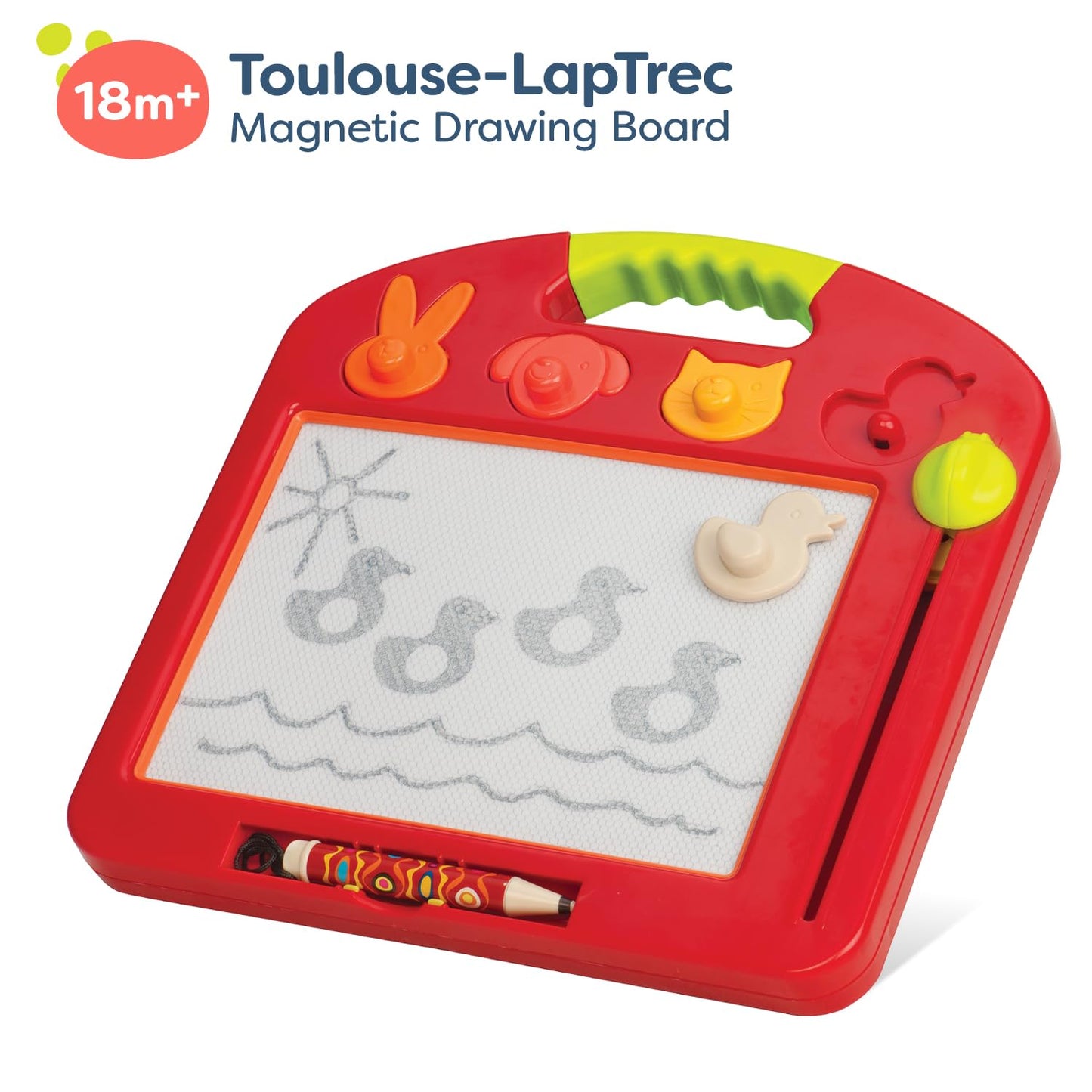 B. toys - Magnetic Drawing Board - 4 Animal Stamps - Portable Sketcher - Creative Toys for Toddlers, Kids - 18+ Months - Toulouse - LapTrec