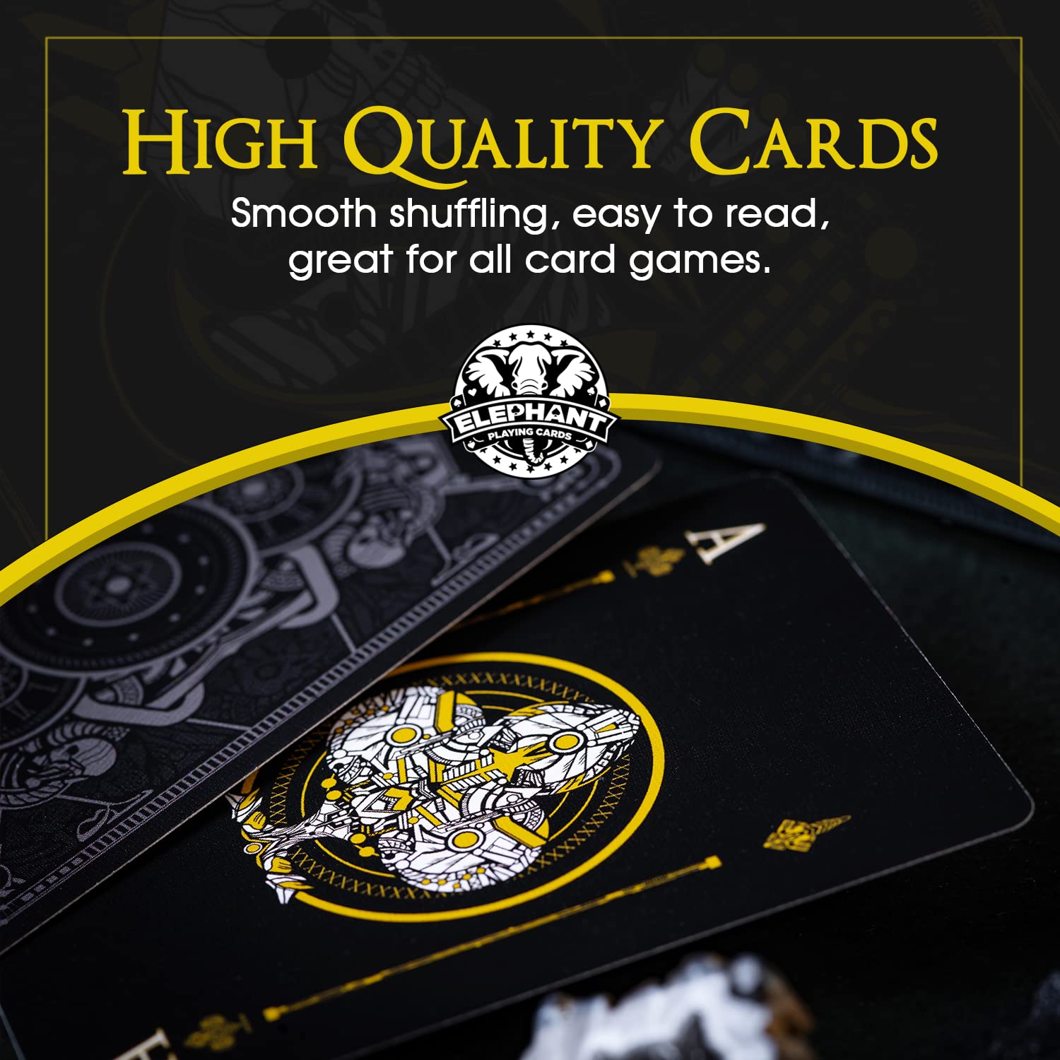 Infinitum Black Unique Illustration Cards, Premium Deck for Kids and Adults, Cool Cards with Card Game e-Book, Midnight Black