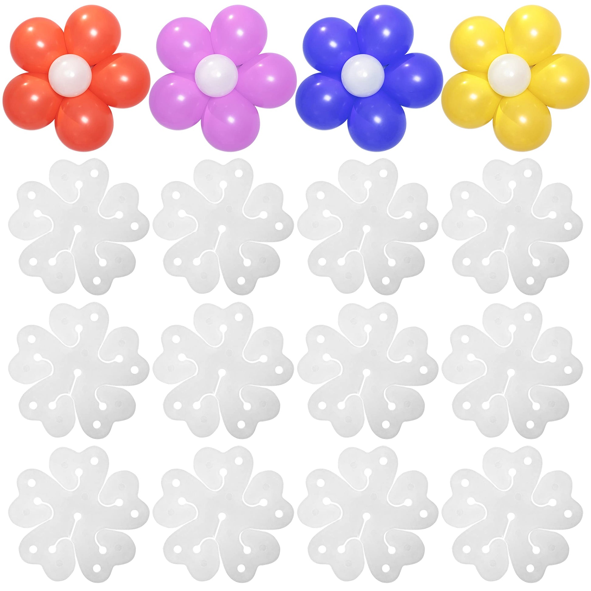 100 Pieces Flower Balloon Clips Balloons Holder Balloon Arch Clips for Baby Shower Wedding Event Decorations Birthday Party Supplies (Flower Style)