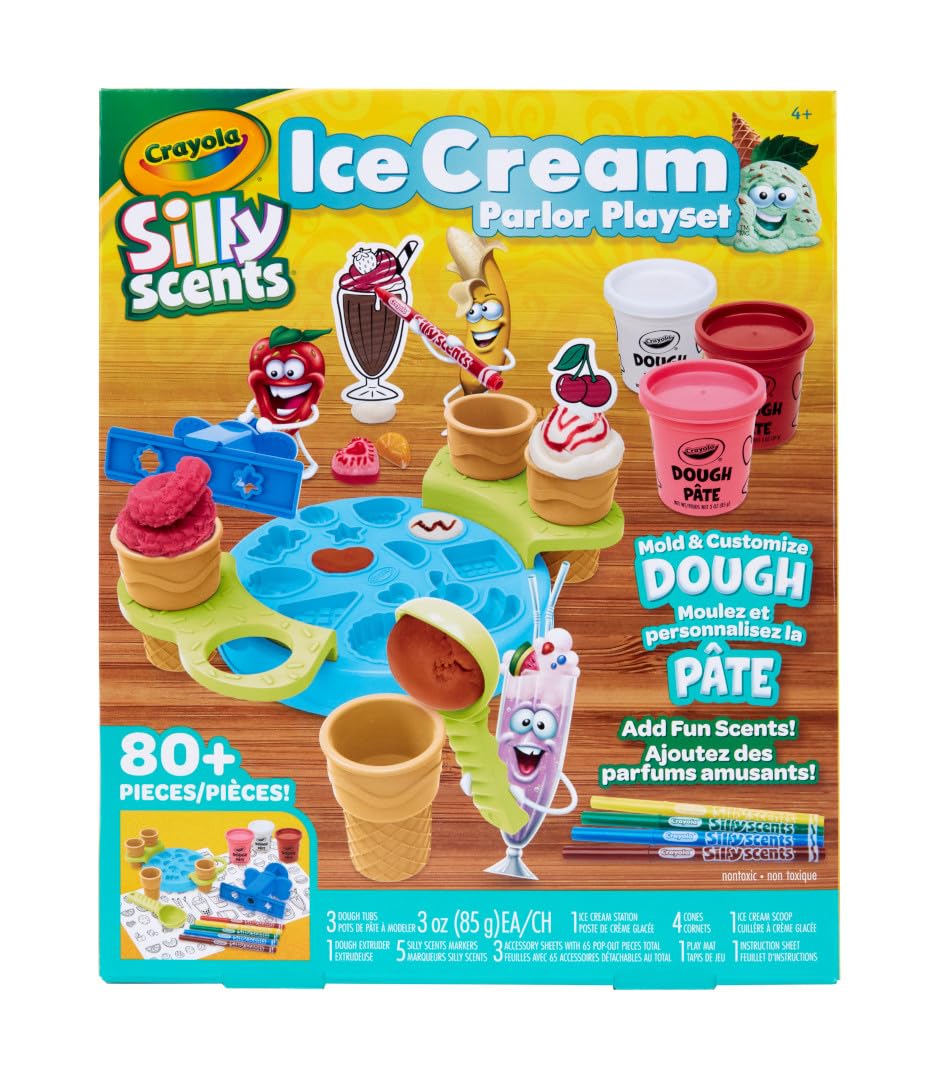 Crayola Silly Scents Ice Cream Toy, Kids Modeling Dough, Play Food Toy with Scented Markers, Gifts 4+
