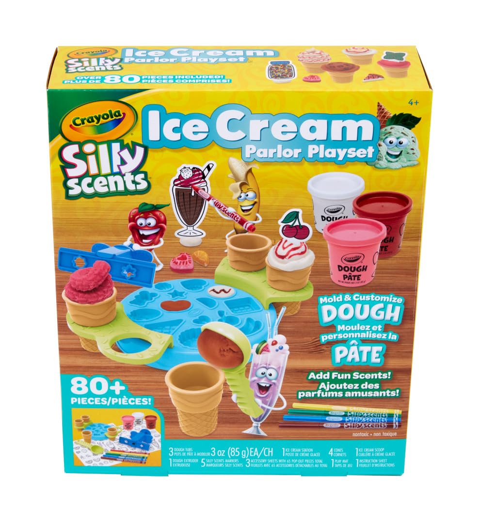 Crayola Silly Scents Ice Cream Toy, Kids Modeling Dough, Play Food Toy with Scented Markers, Gifts 4+