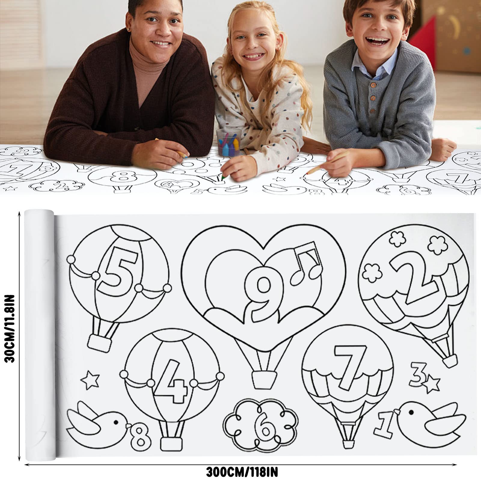 Children's Drawing Roll, Coloring Paper Roll for Kids Gift,120 * 11.8 Inches DIY Painting Drawing Paper Roll, Sticky Drawing Paper Roll, Early