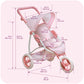 Badger Basket Foldable Jogging Style Doll Stroller - Adjustable Handle, Canopy, Straps & Basket - Fits 18-22" Dolls, Lightweight Toy for Girls Ages 3+