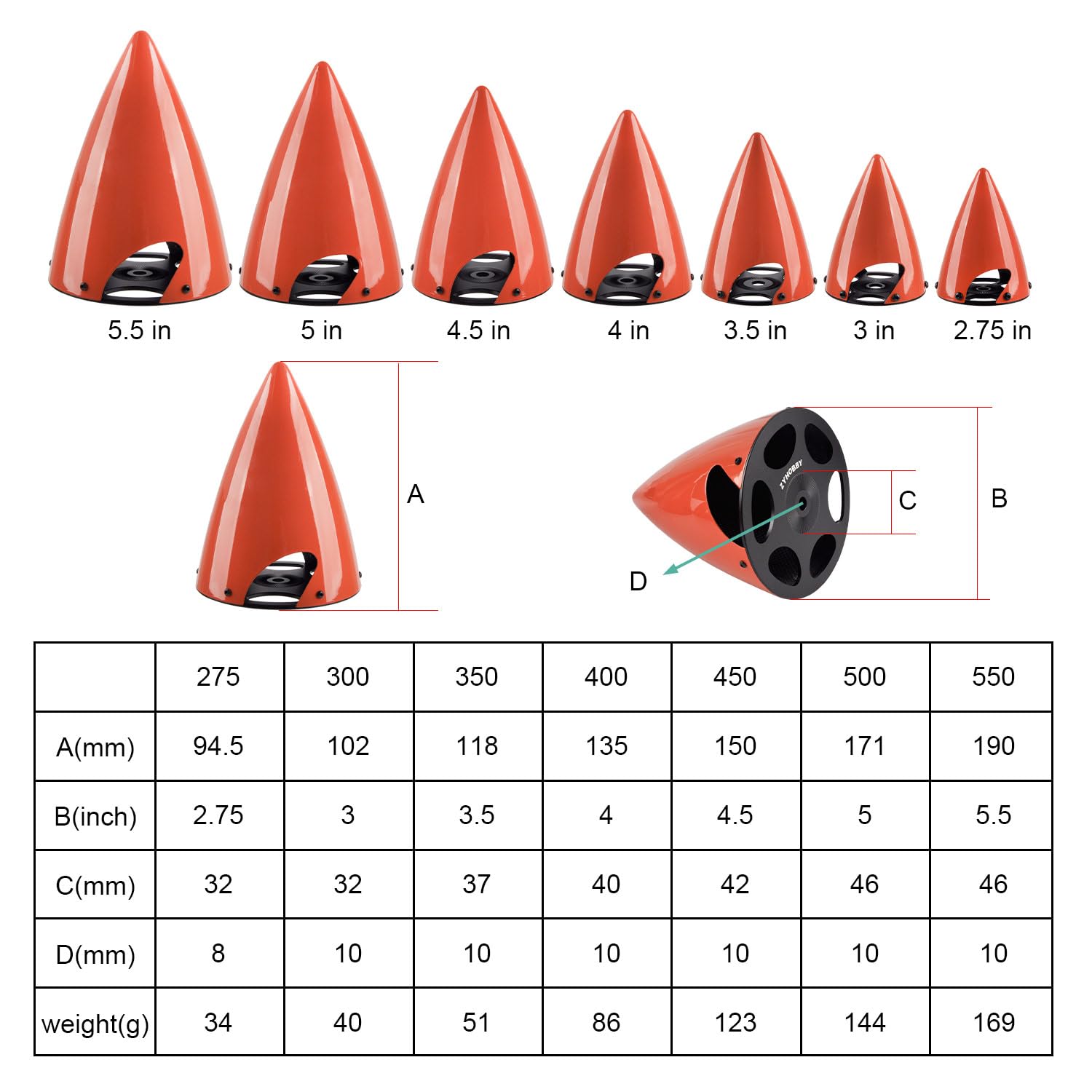FlightModel RC Spinner Carbon Fiber Spinner 2 Blade with Anodized Aluminium Back Plate for Gas RC Plane2.75/3/3.5/4/4.5/5/5.5IN (3in)