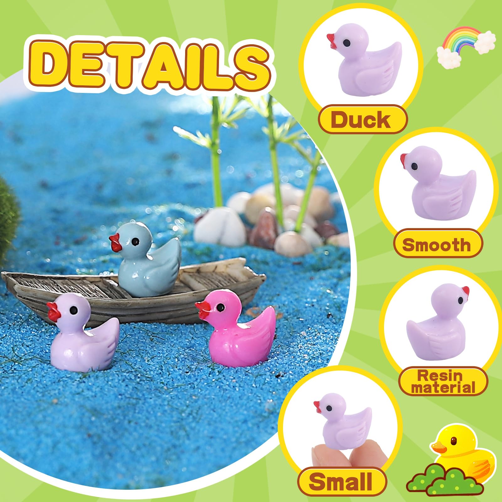 CozyWhimsy Mini Ducks 300 Pack Tiny Duck Figurines Bulk