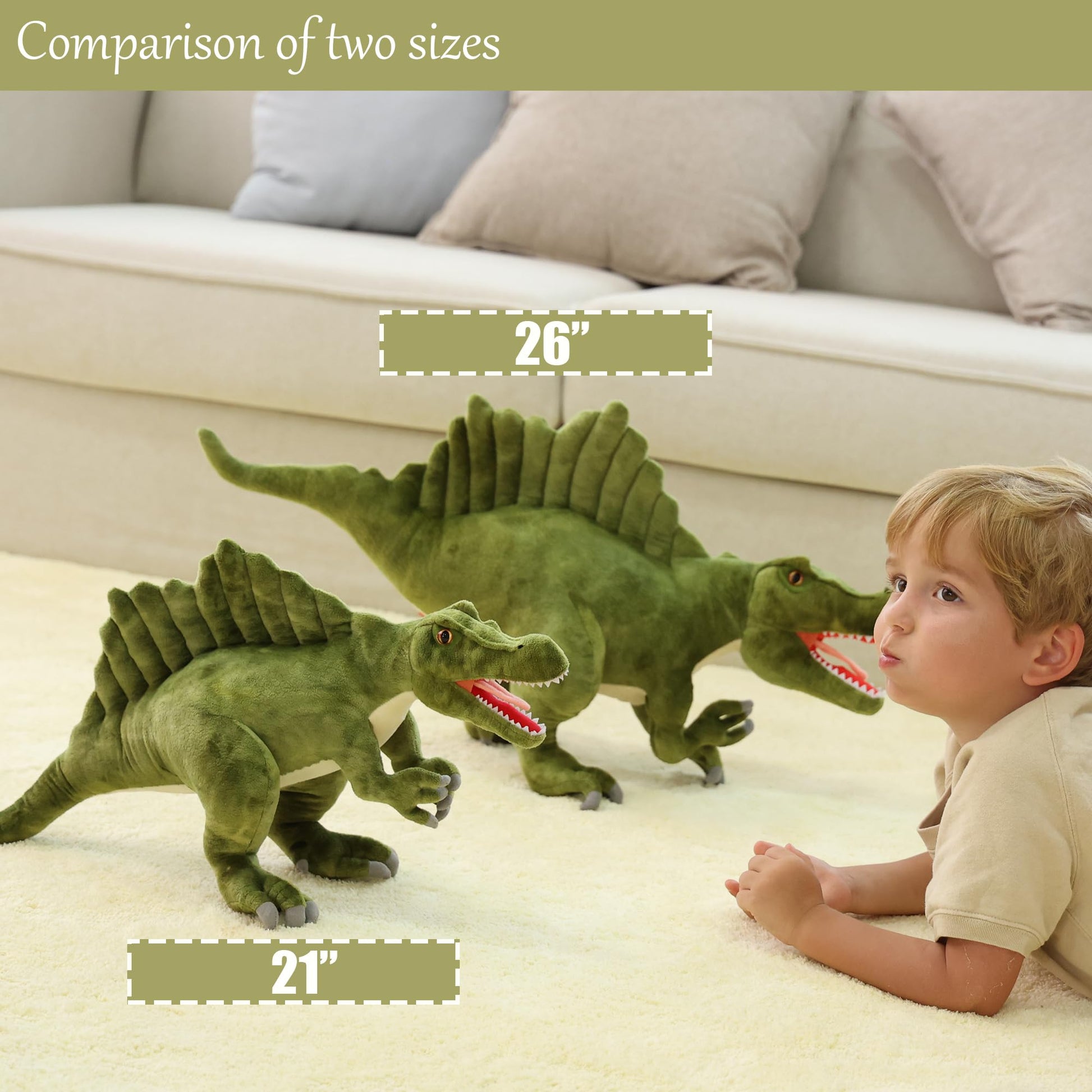 Wilomis Dinosaur Stuffed Animals, 26" Large Spinosaurus Dinosaur Plush Toy, Soft Lifelike Spinosaurus Stuffed Dinosaurs for Boys