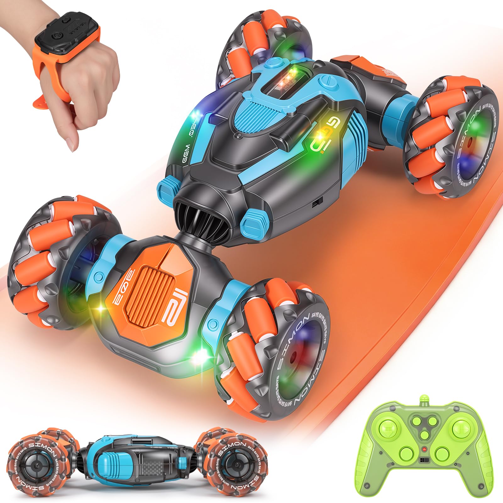 BotZilla Gesture Sensing RC Stunt Car - Boys Girls Toys Age 6-8-12, 4WD Hand Controlled Remote Control Twist Car with Light & Music,Cool Birthday