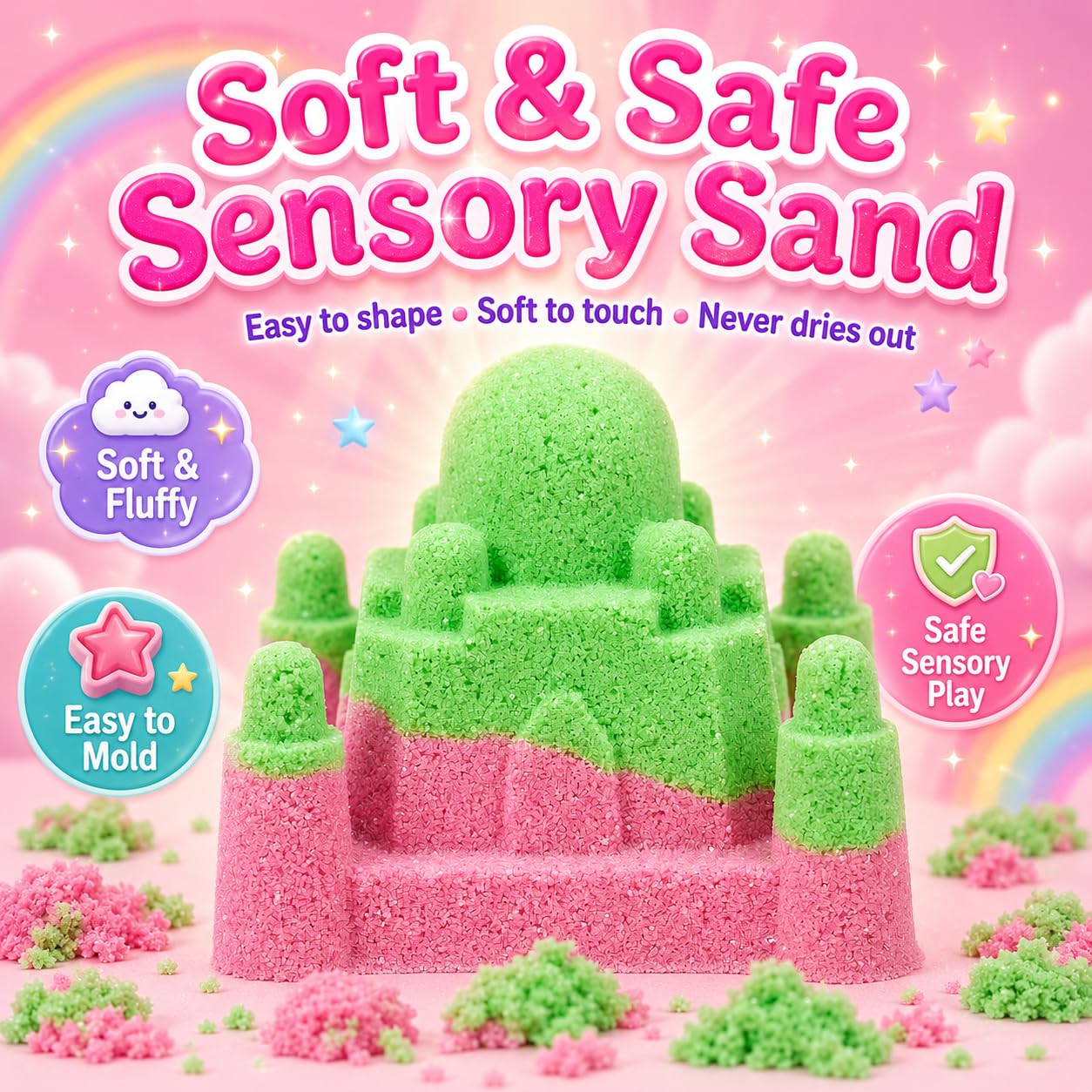 Carolart Unicorn Sensory Bin, Sand Box Kit with Sensory Sand for Girls