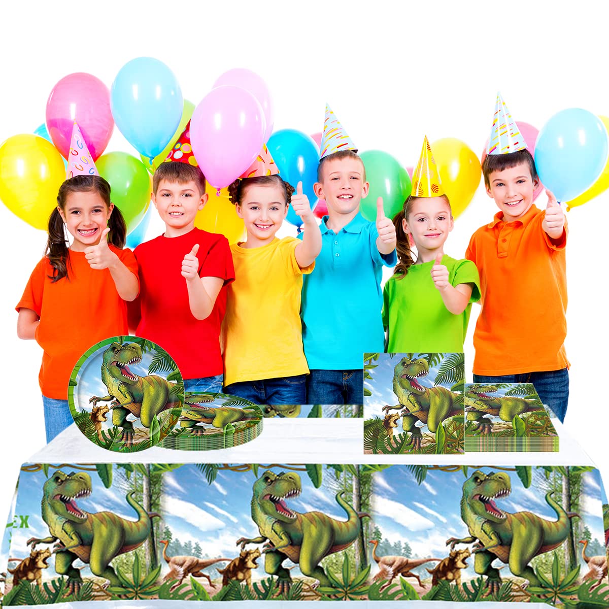 Tyrannosaurus Rex Party Tableware Set,20 Plates and 20 Napkins and Tablecloth71 '' x 42 '' Jurassic Dinosaur Party Supplies ForKids Birthday Party
