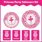 Pink Princess Party Supplies Kit for 24 Guests - 168 Pcs Disposable Tableware Set Includes Plates, Napkins, Cups & Cutlery for Girls Birthday Party