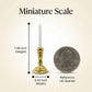 3PCS Vintage Miniature Candlesticks Set 1:12 Scale Metal Base Candle Holder for Miniature Room DIY Miniature Scene, or Desktop Display (Golden)