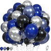 Blue and Black Balloons, Navy Blue and Silver Balloons Metallic Silver Dark Blue Balloon Party Latex Balloon Black Blue Ballons for Kids Adults