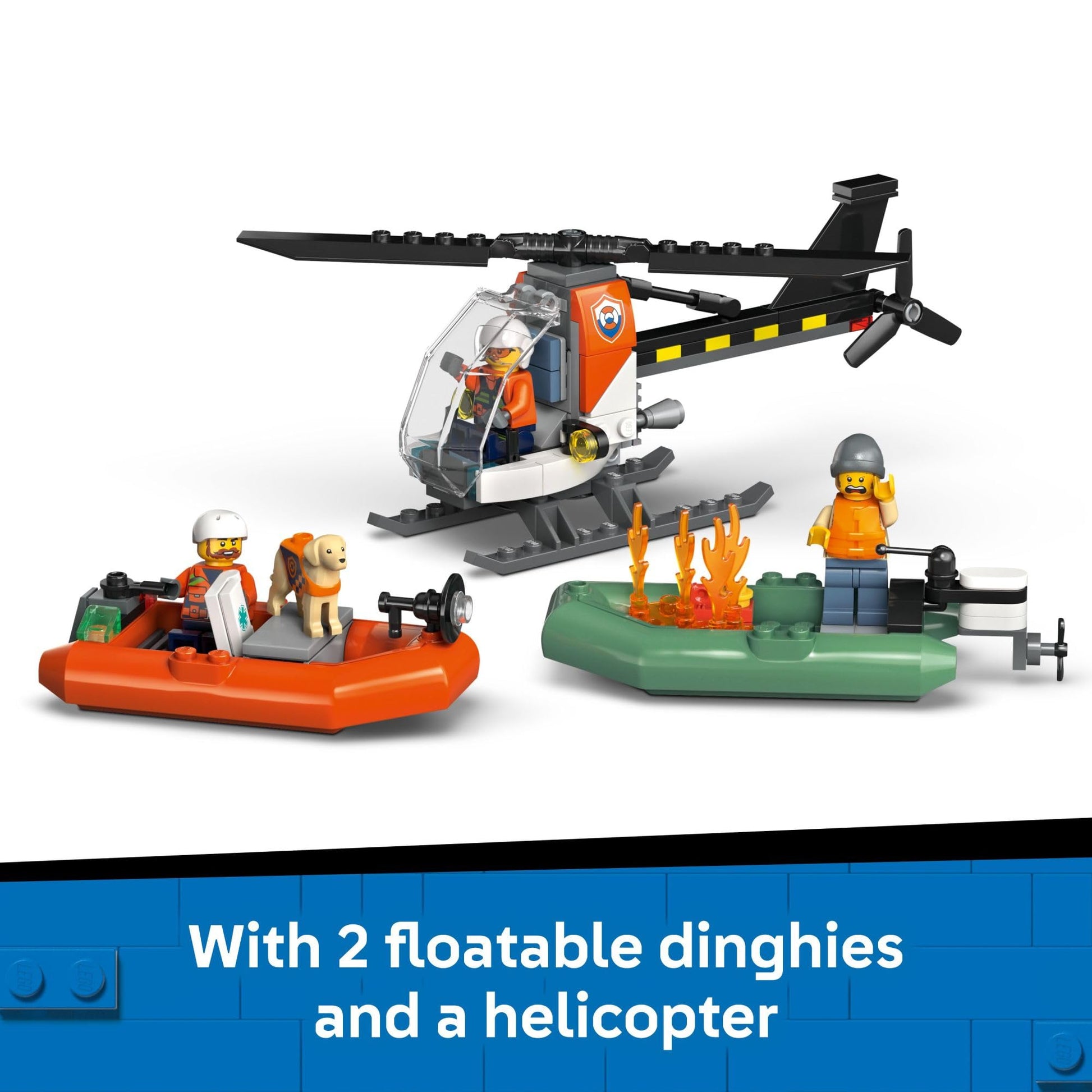 LEGO City Coast Guard Rescue Boat & Helicopter Building Toys - Kids Pretend Play Set for Boys & Girls, Ages 7+ - W/2 Rescue Boat Toys, 5 Minifigures