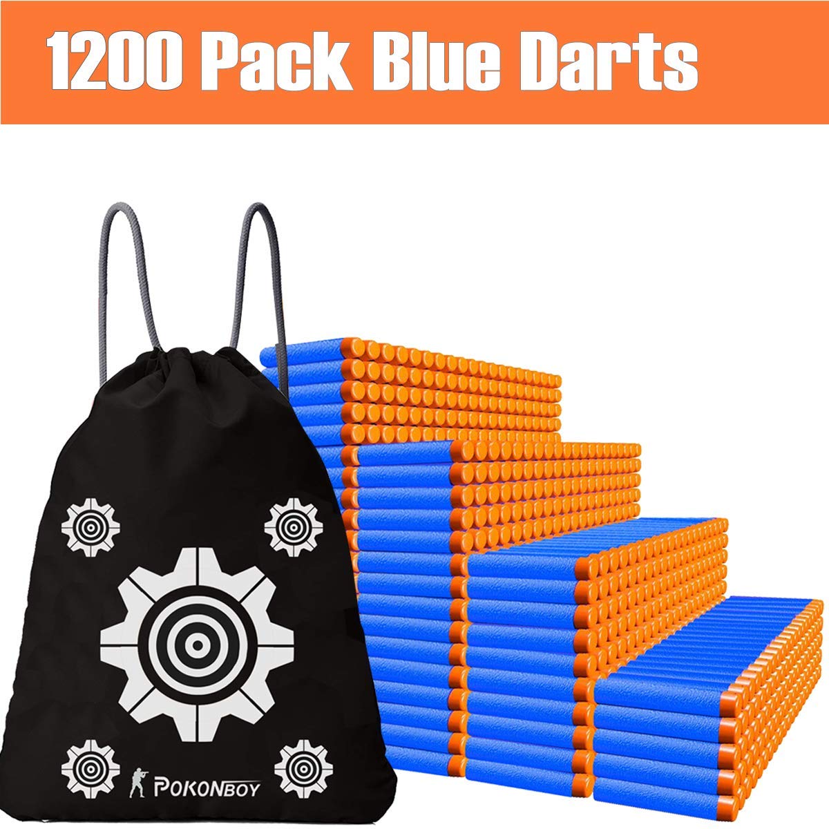 POKONBOY 1200 Pack Refill Darts Compatible with Nerf Guns, Refill Bullet Darts Foam Darts Compatible with Nerf Guns N-Strike Elite Series Blaster Toy