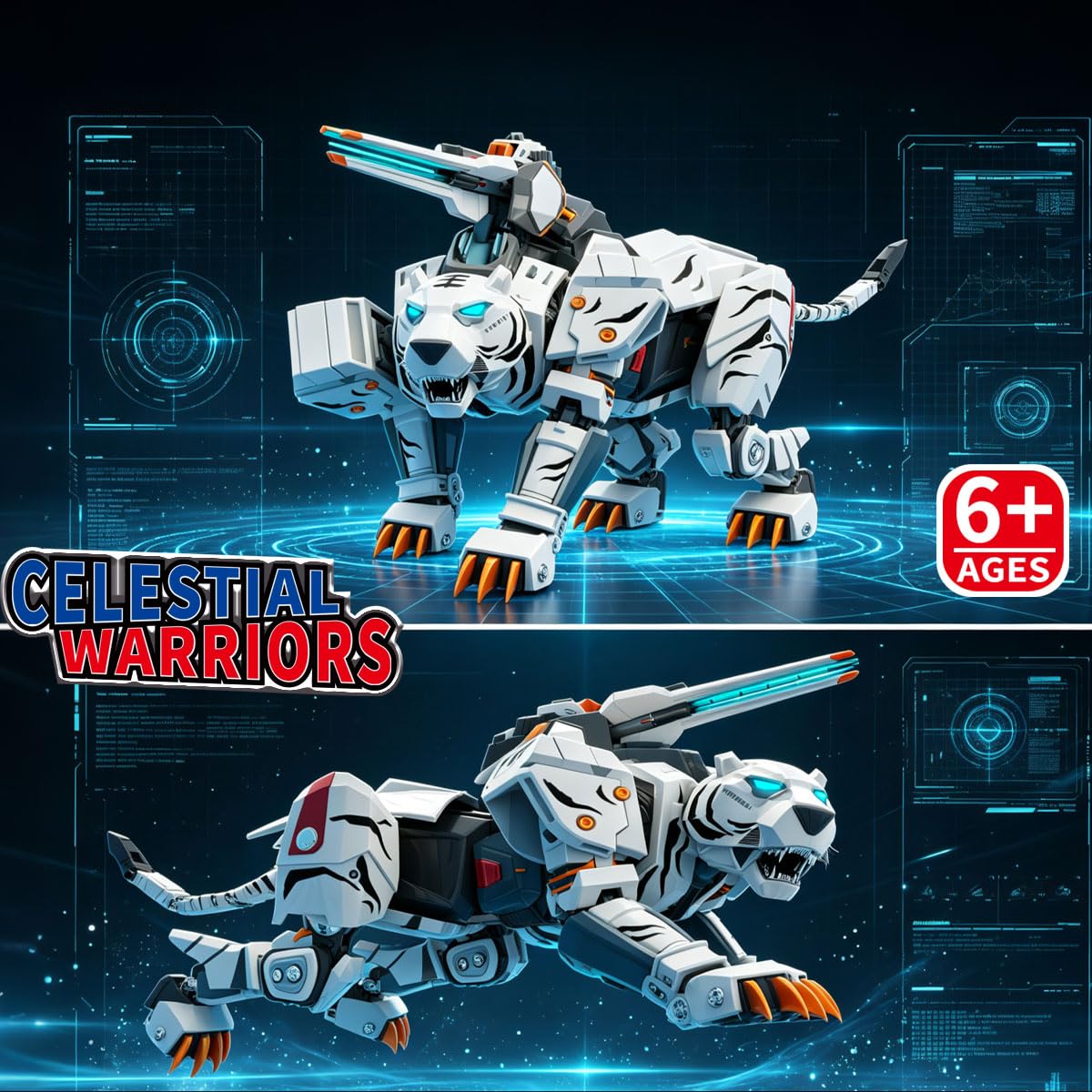 Wenbeier Animal Transforming Robot Toys 10 Inches Tiger Action Figure for Kids Deformation Assembly Robot for Boys & Girls Ages 6 7 8 9 10