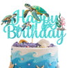 Sea Turtle Cake Topper Blue Glitter Sea Turtle Birthday Decorations Under the Sea Ocean Cake Decorations