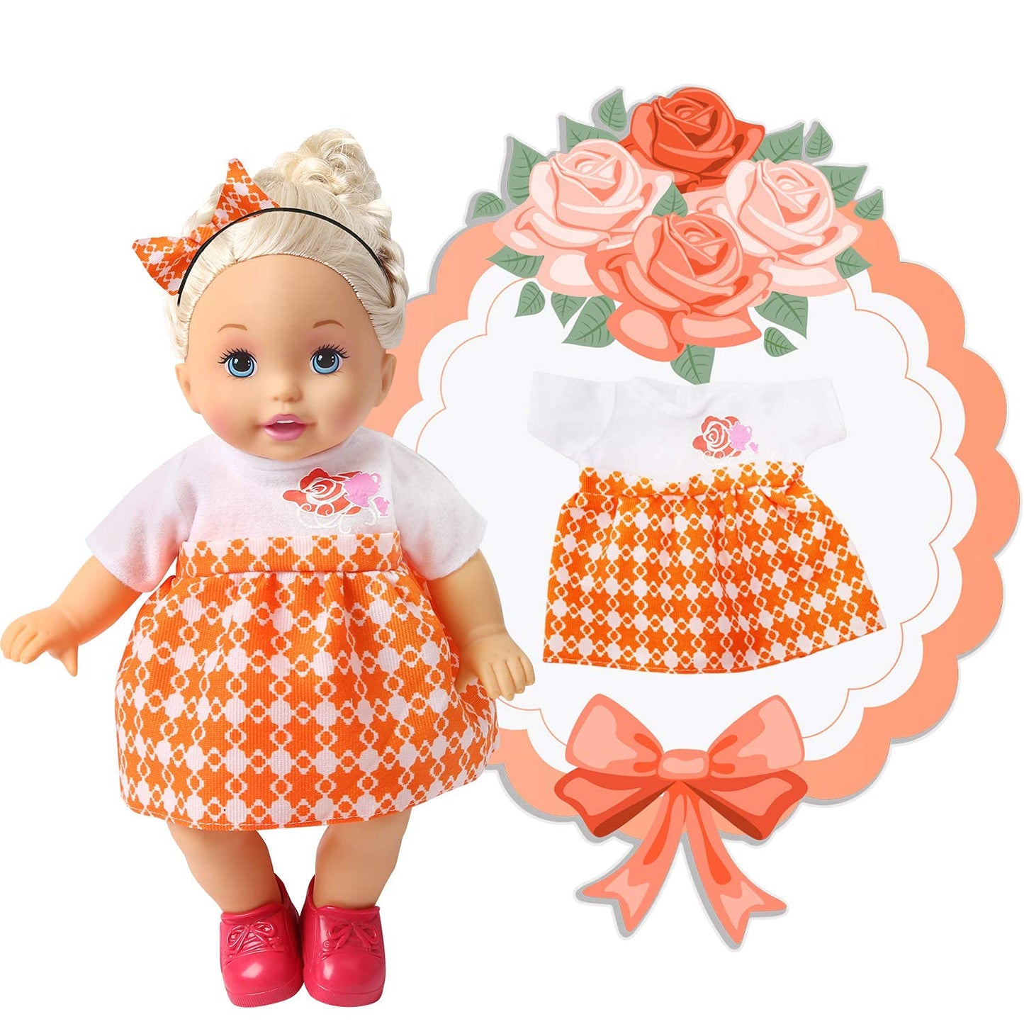 NA BOBO Clothes Set of 6 for 12-14-16 Inch Alive Lovely Baby Doll Clothes Dress Outfits Costumes Dolly Pretty Doll Cloth Handmade Girl Christmas