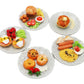 5 Pieces Burger, Egg Benedict,Omelet,Bagels and Pancake Dollhouse Miniatures Food Breakfast Miniatures Food Set On Ceramic Plate for Home Kitchen