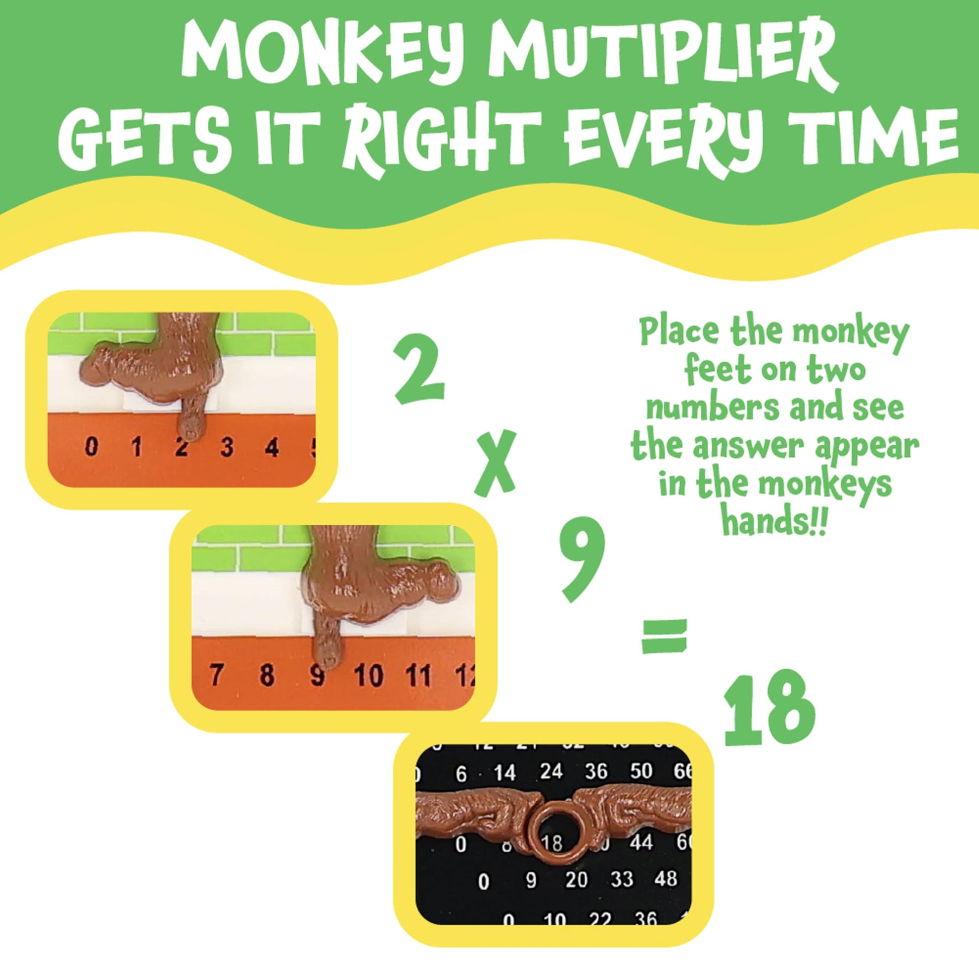 Popular Playthings Monkey Multiplier Learning Toy, Multiplication Table Chart Game, Hands-On Practice Tool, Gifts for Kids Ages 4 & Up