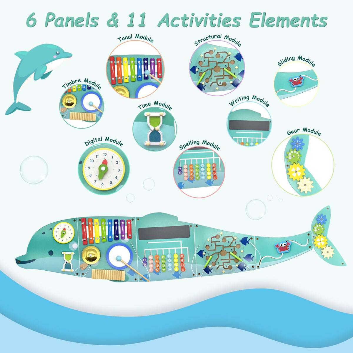 Baotree Activity Wall Busy Board Panels, Montessori Sensory Toys, Wall Activity Center, Educational Toy, Interactive Wooden Learning Toy for Toddler