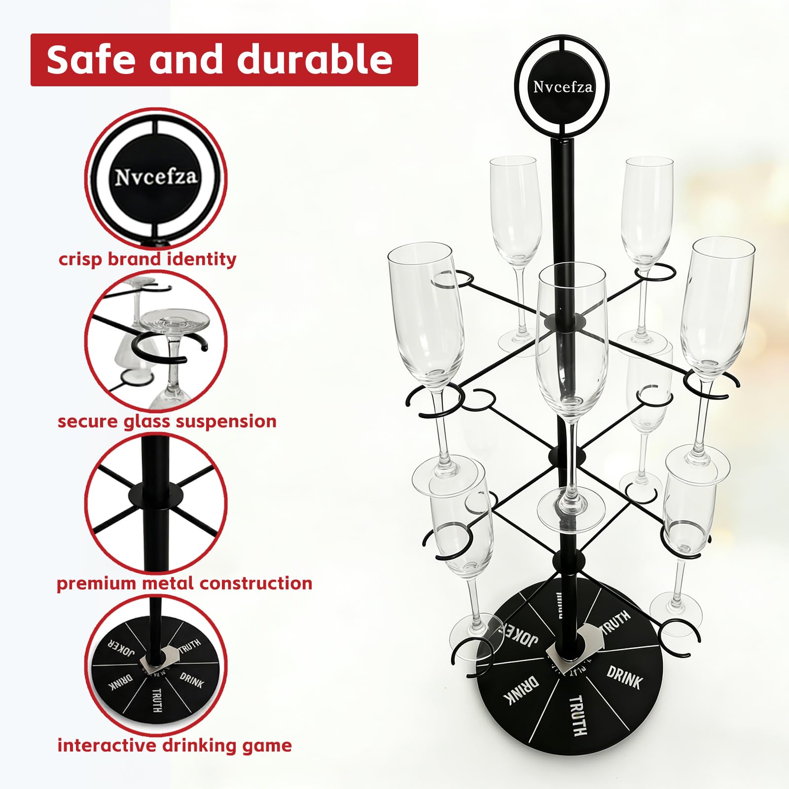 Nvcefza Metal Cocktail Tree Stand Heavy Duty 3 Tier Tree Drink Tower with 12 Holders for Champagne Martini Cup Fun Party Drinking for Party Holiday