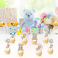 48Pcs Teddy Bear Cucpcake Toppers Baby Shower Baby Bear Cake Decorations Little Bear Cupcake Topper for Bear Theme Baby Shower Birthday Supplies