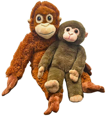 TQJOUJOU Punch Monkey Plush Toys, 2Pcs Baby Monkey & Orangutan Stuffed Animals, 26'' Cuddly Huggable Orangutan Plushies Doll, Gift for Kids and Adults