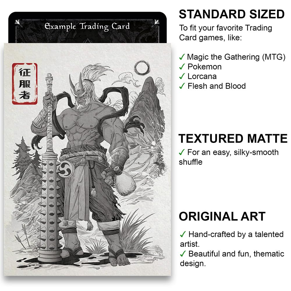Fantasy North - Ogon - The Indomitable - Japanese Inked Yokai Series - Oni Demon - 100 Textured Matte TCG Card Sleeves - Fits Magic MTG Commander
