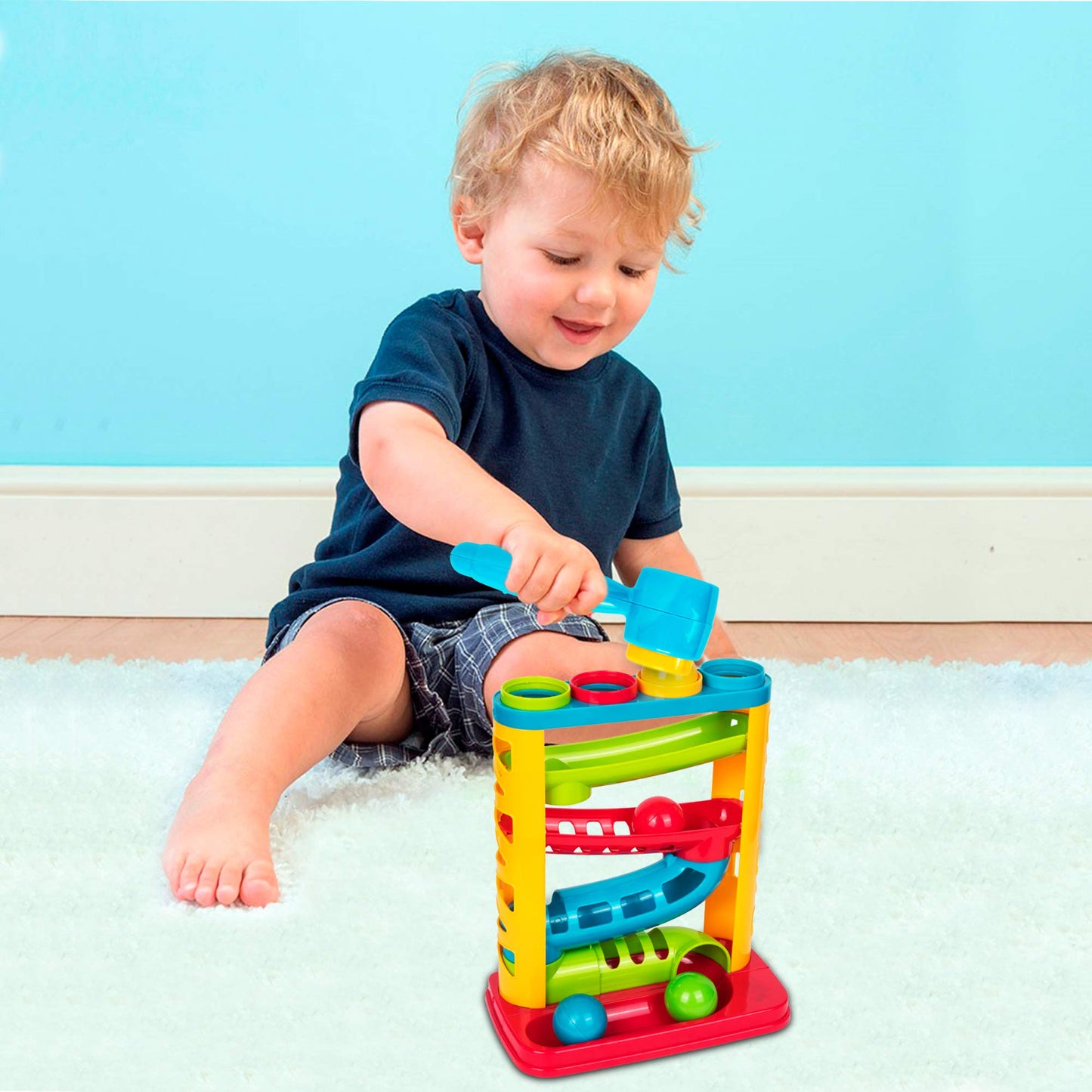 Durable Pound A Ball Toys for Toddler, Stacking, Learning, Active, Early Developmental Hammer Montessori Toys, Fun Gifts for Boy & Girl - STEM
